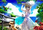  aono_meri bad_id bad_pixiv_id beach bird blonde_hair blue_eyes bug butterfly cloud dappled_sunlight day dog dress flower frilled_dress frills hat insect lens_flare looking_at_viewer ocean original outdoors petals see-through_silhouette short_hair sky smile solo strap_slip sun_hat sundress sunlight toucan water white_dress wind 