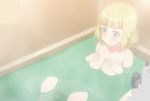  bathtub blonde_hair breasts cleavage green_eyes highres saionji_usagi screencap short_hair taimadou_gakuen_35_shiken_shoutai 