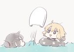  2girls black_hair blonde_hair bow commentary_request cyu_ta hair_bun hakurei_reimu highres kickboard kirisame_marisa multiple_girls orange_background swim_ring swimming swimsuit touhou triangle_mouth water white_bow 