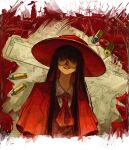  1girl absurdres alucard_(hellsing) androgynous ascot bad_source black_hair black_suit blunt_bangs bullet buttons closed_mouth coat collared_shirt commission commissioner_upload cowboy_hat crossdressing crossdressing_(ftm) eyebrows_hidden_by_hair eyes_in_shadow eyewear_on_head frills genderswap genderswap_(mtf) girlycard glasses grin gun handgun hat hellsing hellsing:_the_dawn highres hime_cut jackal_(hellsing) long_hair long_neck long_sidelocks looking_at_viewer looking_down magic_circle necktie non-web_source orange-tinted_eyewear overcoat pentagram pink-tinted_eyewear red_eyes red_hat red_necktie red_vest robarts_15 round_eyewear runes shaded_face shirt shoulder_pads sidelocks smile solo star_(symbol) suit teeth tinted_eyewear vest weapon wide_brim 