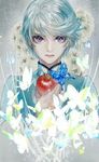  apple bug butterfly food frown fruit insect male_focus mikleo_(tales) p-nekor purple_eyes solo tales_of_(series) tales_of_zestiria 