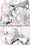  2357439177z 2boys ahegao alternate_costume animal_ears antenna_hair bare_shoulders bite_mark bite_mark_on_neck bite_mark_on_shoulder blood blue_eyes blush choker closed_eyes commentary_request crying crying_with_eyes_open crystal_earrings drooling dual_persona earrings fangs from_side gem gloves greyscale hair_between_eyes half-closed_eyes hand_on_another's_chin hand_up heart heavy_breathing highres honkai:_star_rail honkai_(series) jewelry kemonomimi_mode licking_blood long_sleeves looking_at_another looking_down looking_up lying male_focus moaning monochrome multiple_boys neck_tattoo no_eyes on_bed on_stomach phainon_(flame_reaver)_(honkai:_star_rail) phainon_(honkai:_star_rail) purple_eyes purple_gem selfcest shirt short_hair simple_background speech_bubble spot_color sun_symbol sun_tattoo tattoo tears teeth tongue tongue_out torn_clothes torn_shirt torso_grab upper_body wolf_boy wolf_ears yaoi 