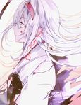  bow_(weapon) hairband injury japanese_clothes kantai_collection long_hair muneate poni_(rito) shoukaku_(kantai_collection) silver_hair solo tears torn_clothes weapon 