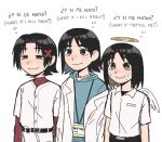  3boys age_regression aged_down angel angel_wings arms_at_sides baseball_uniform belt black_belt black_hair black_shirt blue_hoodie blush borrego_tan breast_pocket brown_eyes choppy_bangs collared_shirt colored_inner_hair curtained_hair english_commentary english_text feathered_wings hair_ornament halo hood hood_down hoodie jacket jacket_over_hoodie jaggy_lines jewelry lanyard lapels layered_shirt long_sleeves looking_ahead looking_to_the_side male_focus marco_(borrego_tan) marquito_(borrego_tan) mathias_freire multicolored_hair multiple_boys name_tag narrowed_eyes necklace nervous_sweating open_clothes open_jacket original parted_bangs pocket raised_eyebrows red_shirt shell shell_necklace shirt shirt_tucked_in short_hair short_sleeves side-by-side simple_background single_off_shoulder smile spanish_text speech_bubble sportswear sweat tareme thick_eyebrows thought_bubble turtleneck turtleneck_shirt upper_body white_background white_jacket white_shirt white_wings wings x_hair_ornament yellow_halo 