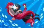 2girls absurdres air_bubble black_hair black_sailor_collar black_serafuku black_shirt black_skirt black_socks braid brown_shoes bubble closed_eyes commentary english_commentary fish hand_on_another's_face highres ithaqilover kneehighs lara_(sayonara_lara) long_hair merfolk mermaid monster_girl multiple_girls ootsu_mari pleated_skirt red_hair sailor_collar sayonara_lara school_uniform see-through_clothes see-through_sleeves serafuku shirt shoes short_hair single_braid skirt socks tears underwater white_shirt yuri 