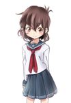  bad_id bad_pixiv_id brown_eyes brown_hair folded_ponytail inazuma_(kantai_collection) kanau kantai_collection long_hair school_uniform serafuku solo standing 