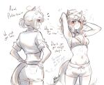  2girls absurdres agnes_tachyon_(lunatic_lab)_(umamusume) agnes_tachyon_(umamusume) ahoge animal_ears armpits arms_up ass bare_shoulders bikini blush body_freckles breasts calamity_brezze cleavage closed_mouth eyewear_on_head freckles green_jacket hair_between_eyes hands_on_own_hips highres horse_ears horse_girl horse_tail jacket jungle_pocket_(tobasuze_hot_summer!)_(umamusume) jungle_pocket_(umamusume) midriff multiple_girls navel official_alternate_costume one_eye_closed open_clothes open_mouth shorts simple_background sleepy small_breasts smile squeans sunglasses swimsuit tail umamusume 