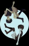  2boys alternate_color antenna_hair black_eyes black_hair black_shorts black_socks black_sweater_vest black_tank_top black_thighhighs brown_shorts closed_mouth collared_shirt colored_skin commentary_request dual_persona expressionless highres looking_at_viewer multiple_boys omori omori_(omori) rou_(h_s_sinrin) shirt short_hair short_sleeves shorts socks striped_clothes striped_shorts sunny_(omori) sweater_vest tank_top thighhighs two-tone_shorts upside-down vertical-striped_clothes vertical-striped_shorts white_shirt white_shorts white_skin 