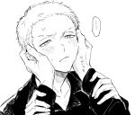  ... 2boys anger_vein blush closed_mouth commentary_request couple fingernails hands_on_another's_cheeks hands_on_another's_face hands_on_another's_wrists jacket kota_uro male_focus mitsuya_takashi multiple_boys out_of_frame shiba_hakkai short_hair simple_background solo_focus sweat tokyo_revengers translation_request very_short_hair white_background yaoi 