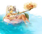  akr_et bikini blonde_hair blue_eyes flower granblue_fantasy innertube io_euclase long_hair oversized_object solo sunflower swimsuit tan twintails water 