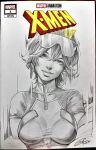  1girl absurdres breasts closed_mouth commentary cover_sketch english_commentary eyewear_on_head graphite_(medium) greyscale head_tilt highres jubilee_(marvel) marvel medium_breasts miki_okazaki monochrome shirt signature solo sunglasses traditional_media upper_body x-men zipper 