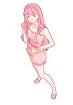  1girl =_= bare_arms bare_legs bare_shoulders bloomers blunt_bangs bow bowtie brushing_teeth camisole cat chinese_commentary commentary_request cross-laced_camisole cross-laced_clothes cup frilled_bloomers from_above full_body highres holding holding_cup holding_toothbrush lace-trimmed_camisole lace_trim long_hair long_sidelocks momo_(nikki) mug nikki_(nikki) nikki_(series) parted_lips pink_bloomers pink_camisole pink_hair pink_slippers polka_dot polka_dot_bloomers polka_dot_camisole polka_dot_slippers shanfengzhu shining_nikki sidelocks simple_background slippers solo standing toothbrush underwear unmoving_pattern very_long_hair white_background white_bow white_bowtie 
