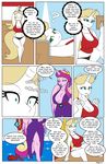  anthro anthrofied bed bedroom blonde_hair breasts cleavage clothed clothing comic dekomaru dialogue dress english_text equine female friendship_is_magic fur green_eyes hair high_heels horn mammal multicolored_hair my_little_pony navel pink_fur princess_cadance_(mlp) purple_eyes shirt tank_top text thehotroom unicorn white_fur winged_unicorn wings 