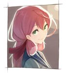  akashi_(kantai_collection) closed_mouth green_eyes hair_ribbon kantai_collection long_hair looking_at_viewer lowres pink_hair ribbon school_uniform shirousagi_uyu sketch smile solo tress_ribbon 