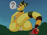  2015 ? ampharos anthro anus big_butt breasts butt female huge_butt mammal nintendo nude penlink pok&eacute;mon pussy simple_background solo video_games yellow_skin 