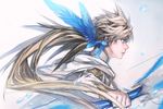  bow_(weapon) feathers kamui_(tales_of_zestiria) long_hair male_focus mikleo_(tales) p-nekor platinum_blonde_hair solo sorey_(tales) tales_of_(series) tales_of_zestiria weapon 