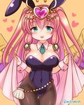  :p angel_wings animal_ears black_legwear blush breasts bunny_ears bunnysuit cameltoe circlet cleavage green_eyes hair_ornament heart large_breasts marshmallow_mille navel pantyhose pink_hair puzzle_&amp;_dragons seashell shell solo tight tongue tongue_out twitter_username two_side_up venus_(p&amp;d) wings wrist_cuffs 