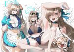 1girl animal_ears apron aqua_halo arm_up armpits asuna_(blue_archive) asuna_(c108_swimsuit)_(blue_archive) asymmetrical_bangs bikini blonde_hair blue_archive blue_bikini blue_eyes blue_halo blue_nails breasts censored changecolor character_censor choker cleavage comiket_108 double_bikini eyewear_on_head fake_animal_ears frilled_apron frills grin gyaru_w hair_over_one_eye halo highres large_breasts long_hair looking_at_viewer maid maid_apron maid_headdress midriff_peek mole mole_on_breast multicolored_one-piece_swimsuit multiple_persona navel novelty_censor official_alternate_costume ribbon see-through_bikini see-through_cleavage see-through_clothes skirt smile solo sunglasses swimsuit two-tone_swimsuit unconventional_maid w waist_apron white_apron white_headdress 