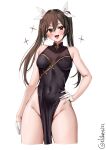 1girl :d bare_arms bare_shoulders black_dress blush breasts brown_eyes brown_hair chinese_clothes commentary_request covered_navel cropped_legs dress ebifurya fang gloves groin hair_between_eyes hair_ribbon half_gloves hand_on_own_hip highres kantai_collection medium_breasts one-hour_drawing_challenge pelvic_curtain qipao ribbon simple_background smile solo tone_(kancolle) twintails twitter_username white_background white_gloves white_ribbon 
