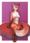  anthro breasts canine female fox green_eyes looking_at_viewer mammal nipples nude rintarou sitting smile solo 