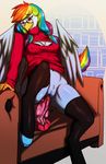  2015 anthro avante92 avian blue_fur clothing dildo eyewear female friendship_is_magic fur glasses hair hippogryph insertion legwear multicolored_hair my_little_pony penetration pussy pussy_juice rainbow_dash_(mlp) rainbow_hair sex_toy sofa solo sweater thigh_highs vaginal vaginal_insertion vaginal_penetration wings 