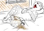  alien alliums_(artist) bed bedwetting feline leopard male mammal scales spots urine watersports wetting 