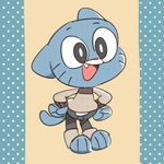  anthro blue_fur cat clothing cloudyshin_(artist) cub feline fur gumball_watterson male mammal smile the_amazing_world_of_gumball young 