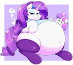  2015 braffy clothing cub duo equine eyeshadow female feral friendship_is_magic hair half-closed_eyes hi_res horn legwear long_hair looking_at_viewer makeup mammal morbidly_obese my_little_pony obese overweight purple_hair rarity_(mlp) sibling sisters smile sweetie_belle_(mlp) thigh_highs unicorn young 