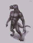  2015 3_toes 4_fingers abs anthro balls claws digitigrade klongi lizard looking_at_viewer male muscular nipples nude pecs reptile scales scalie sharp_teeth simple_background solo teeth toes toned tongue 