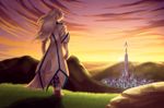  2015 anthro city crystal_empire equine fan_character hair horse male mammal mountain my_little_pony outside pony solo sunset toughset white_hair 