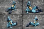  anthro arm_support balls blue_fur canine claytail feet figurine fully_sheathed fur lucario male mammal nintendo nude pawpads paws pok&eacute;mon presenting real reclining red_eyes sculpture sheath sitting solo traditional_media_(artwork) video_games yellow_fur 