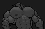  abs biceps big_muscles clothed clothing half-dressed helmet hyper hyper_muscles male monochrome muscular nipples pecs rg02 ripped-saurian scales solo topless undertale video_games 