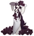  2015 anthro clothed clothing dress equine eyeshadow female flower friendship_is_magic hair hat horn long_hair makeup mammal my_little_pony plant rarity_(mlp) simple_background solo umeguru unicorn white_background 
