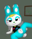  animal_crossing clothing emoanimalcrossling female feral francine_(animal_crossing) lagomorph looking_at_viewer mammal nintendo pussy rabbit smile solo spread_legs spreading torn_leggins video_games villager_(animal_crossing) 