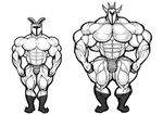  abs biceps big_muscles bulge clothed clothing duo half-dressed helmet hyper hyper_muscles male monochrome muscular pecs rg01 rg02 ripped-saurian thong topless undertale video_games 