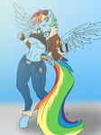  anthro anthrofied areola blue_background blue_skin breasts clothed clothing equine eyewear female fingerless_gloves friendship_is_magic gloves goggles hair hooves horse inner_ear_fluff looking_at_viewer mammal multicolored_hair my_little_pony navel nipples open_jacket open_mouth pony prettypinkponyprincess rainbow_dash_(mlp) rainbow_hair raised_shirt shirt simple_background solo standing sunglasses teeth tongue under_boob wings 