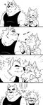  abs anthro biceps big_muscles canine clothing comic dog fur kissing male male/male mammal muscular muscular_male shirt surprise takemoto_arashi tank_top 