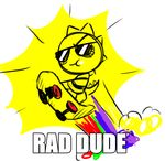  clothing cool dialogue eyewear fatz_geronimo fatz_geronimo_(artist) looking_at_viewer monster monster_kid radical rainbow scalie simple_background skateboard solo sunglasses undertale video_games white_background 