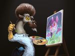  2015 afro antlers assasinmonkey bat_wings beard bob_ross canvas clothed clothing creating_art discord_(mlp) draconequus easel equine facial_hair female friendship_is_magic horn humor male mammal my_little_pony paint paintbrush painting parody red_eyes solo twilight_sparkle_(mlp) winged_unicorn wings 