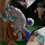  2015 anthro atris_trinity canine cum cum_in_ass cum_in_mouth cum_inside dog flashlight forest group group_sex houndoom2542_(character) husky knot makootter_(character) male male/male mammal mike_(artist) mustelid night nude oral otter outside penis piercing precum sex skunk standing threesome thumperboy tongue tree voyeur wolf 
