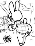  animal_crossing big_butt blush butt carmen_(animal_crossing) cooltime-fooltime female lagomorph mammal monochrome nintendo rabbit solo video_games 