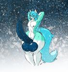  abstract_background anthro balls big_balls blue_fur blue_hair blue_penis canine erection fox fur girly hair half-closed_eyes hands_behind_head hyper hyper_penis inner_ear_fluff looking_at_viewer male mammal multicolored_fur navel nipples nude outside penis prettypinkponyprincess smile snow solo two_tone_fur vein white_fur wide_hips 