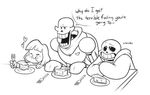  &lt;3 2015 bone crumbs food fork frisk monochrome papyrus pie redrockuniverse sans skeleton smile undertale video_games 