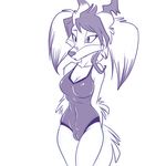  anthro black_and_white breasts camel_toe canine cleavage clothed clothing digital_media_(artwork) eyebrows eyelashes female front_pussy lonbluewolf mammal monochrome navel simple_background sketch solo surprise swimsuit white_background 