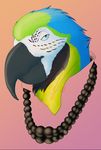  accessories ambiguous_gender avian bead_necklace beads bird blue_eyes happy headshot jules macaw necklace necrosquelch parrot smile solo wooden_bead_necklace 