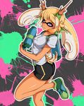  1girl animeflux cephalopod dark_skin female humanoid inkling marine mask nintendo pointy_ears solo splatoon squid tentacle tentacle_hair tentacles video_games weapon 