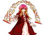  alphes_(style) cape cross-laced_clothes dress formless_god gradient_hair hijiri_byakuren long_hair multicolored_hair parody scroll solo sorcerer's_sutra_scroll style_parody touhou transparent_background yellow_eyes 
