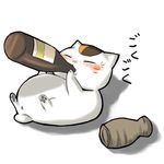  animal bottle cat drunk fat kuga_asumi lowres natsume_yuujinchou no_humans nyanko sake solo 