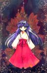  bad_id bad_pixiv_id furude_rika higurashi_no_naku_koro_ni japanese_clothes long_hair miko mzz purple_eyes purple_hair solo staring 