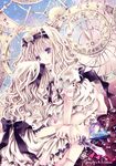  barefoot blonde_hair blue_hallelujah bottle bow closed_eyes copyright_request doll doll_joints dress flower hair_bow hairband jewelry knife leaning_forward legs long_hair multiple_girls pearl purple_eyes ribbon ring rose short_sleeves watch wavy_hair wristwatch 